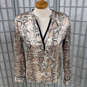 Tristan Snake Pattern Blouse in Beige and Black